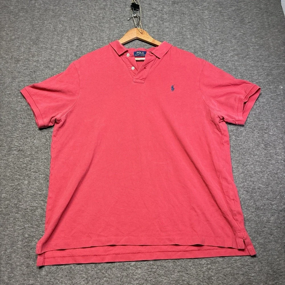 Polo Ralph Lauren Shirt Mens XL Red‎ Pony Golf Rugby Faded Y2K Baller Cotton